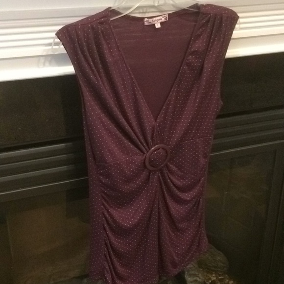 6 degrees Tops - Soft purple polka dot tank top medium large tall